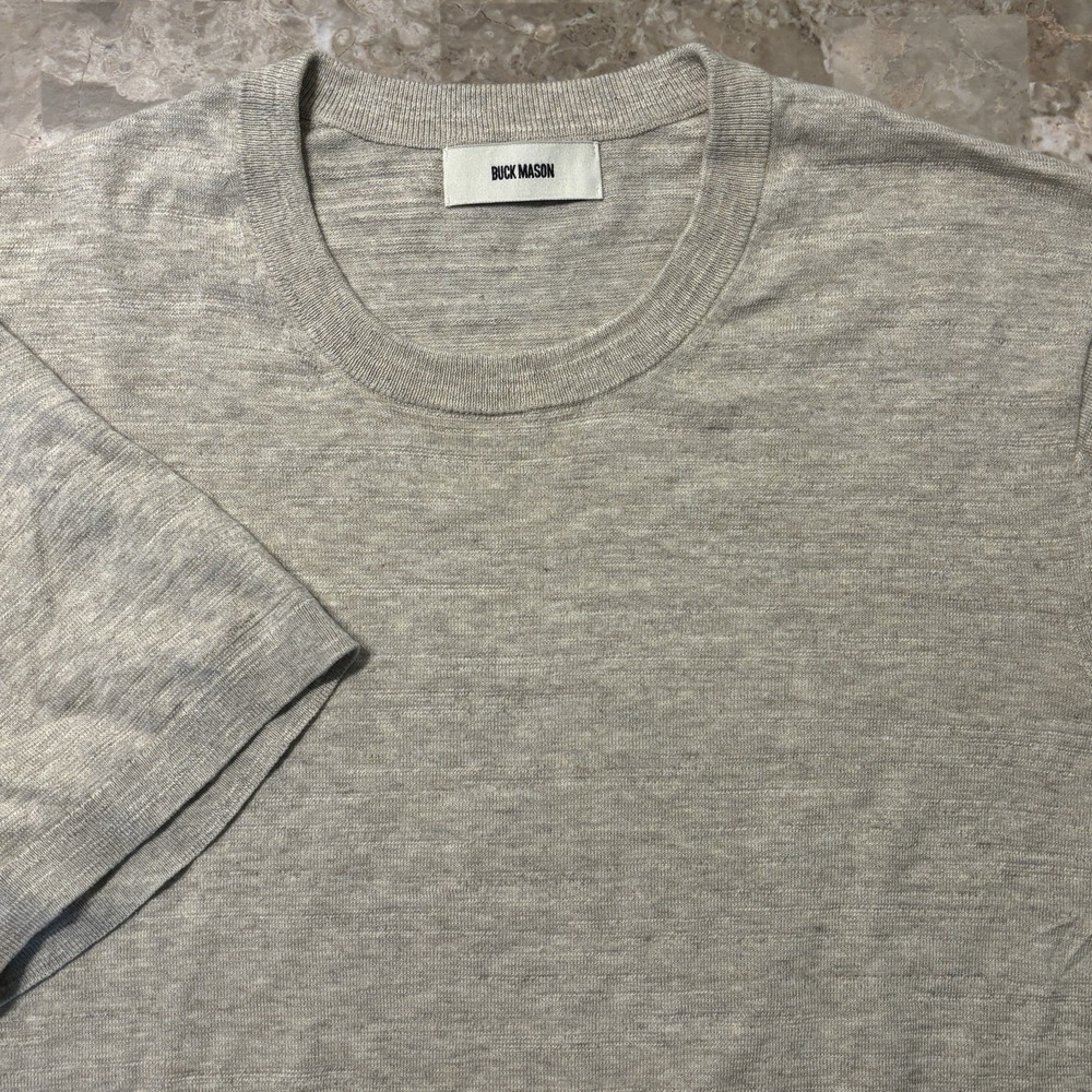 Buck Mason Avalon Knit Classic Tee Mens Large Beige Tan 100% Cotton Casual